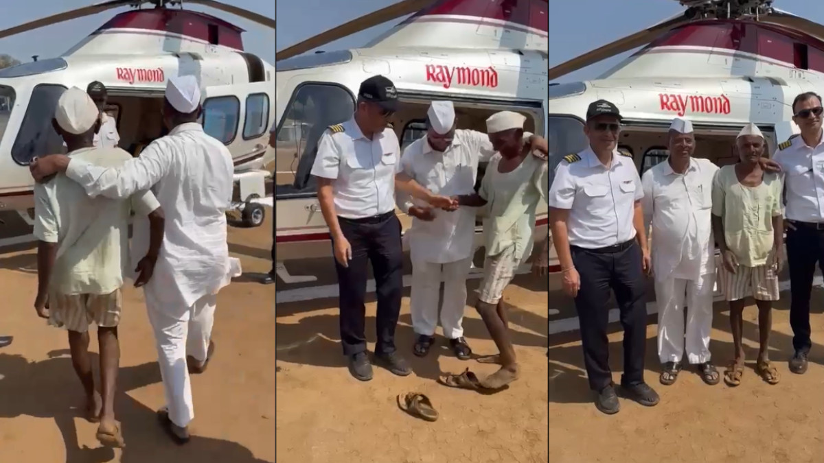 Minister Narhari Zirwal Shows Helicopter to Farmer Friend