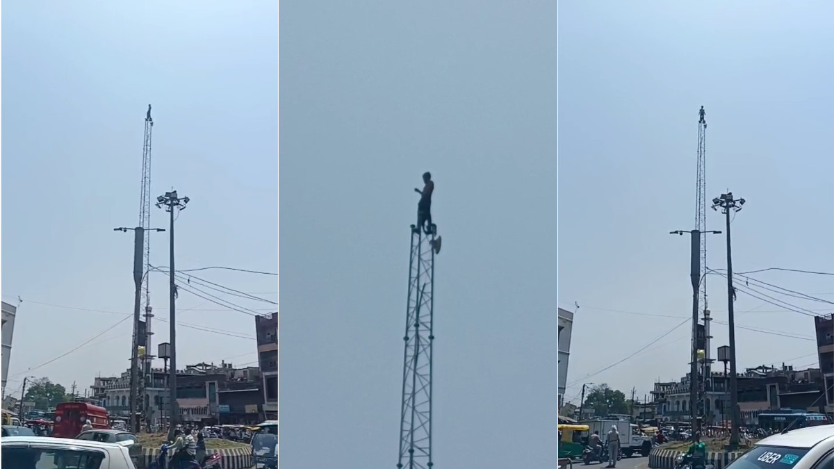 Bhopal: Youth Climbs Tower Amid Scorching Heat, Triggers Panic