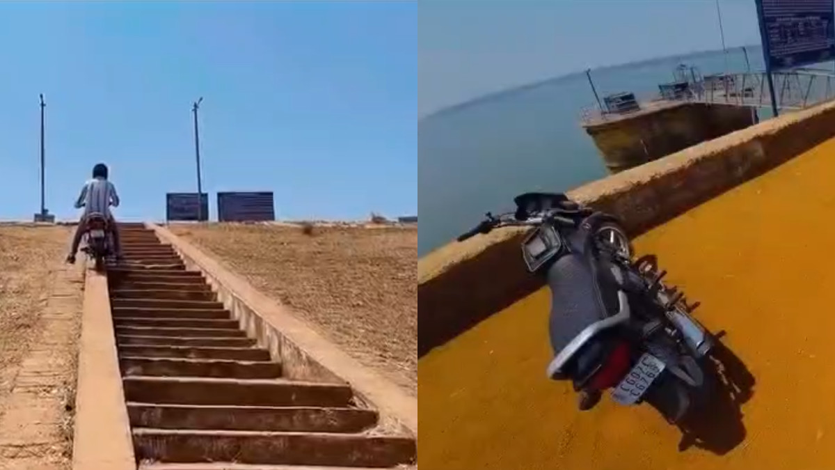 Balod: Youth Performs Dangerous Bike Stunt on 50-Foot-High Tandula Dam, Video Goes Viral