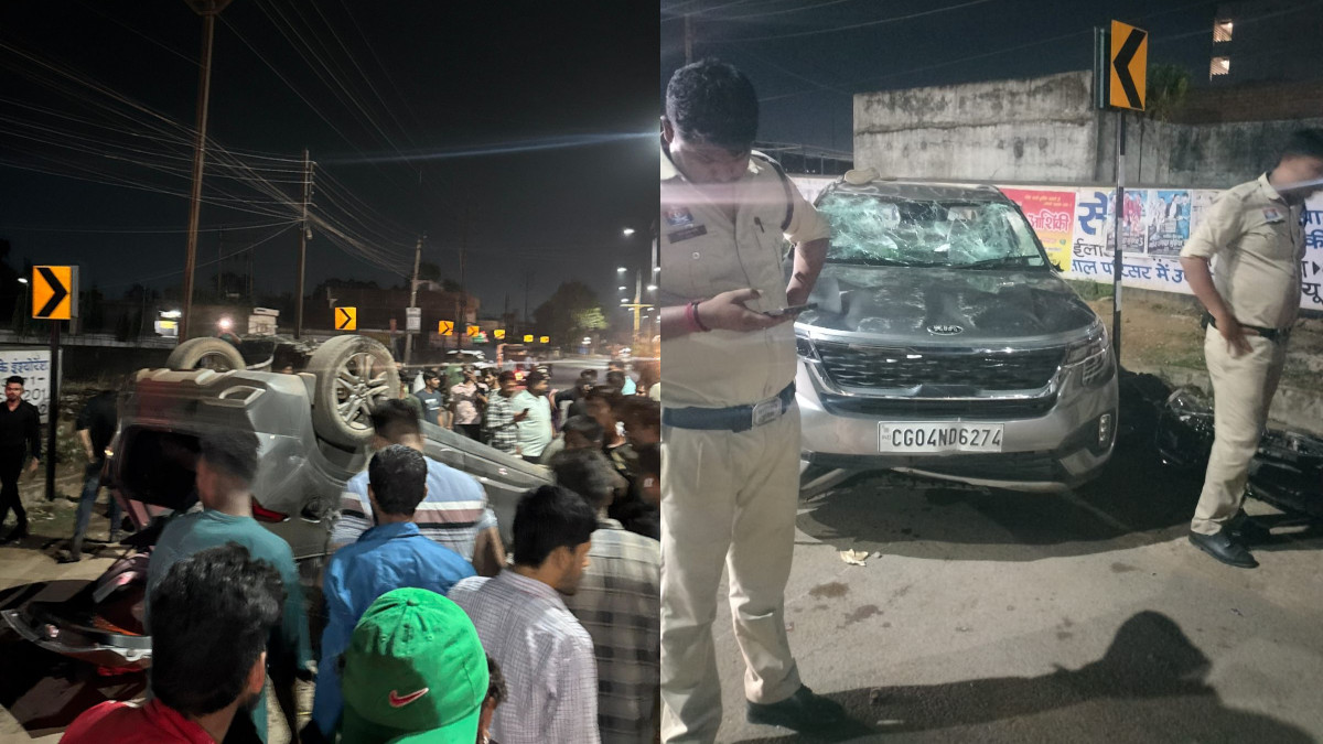 Raipur: Drunken Car Driver Causes Chaos, Drags Motorcyclist, Runs Over Pedestrians