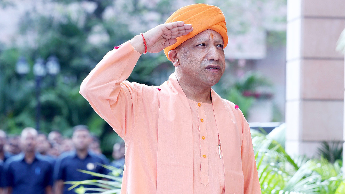 CM Yogi Adityanath Hoists National Flag at his Official Residence