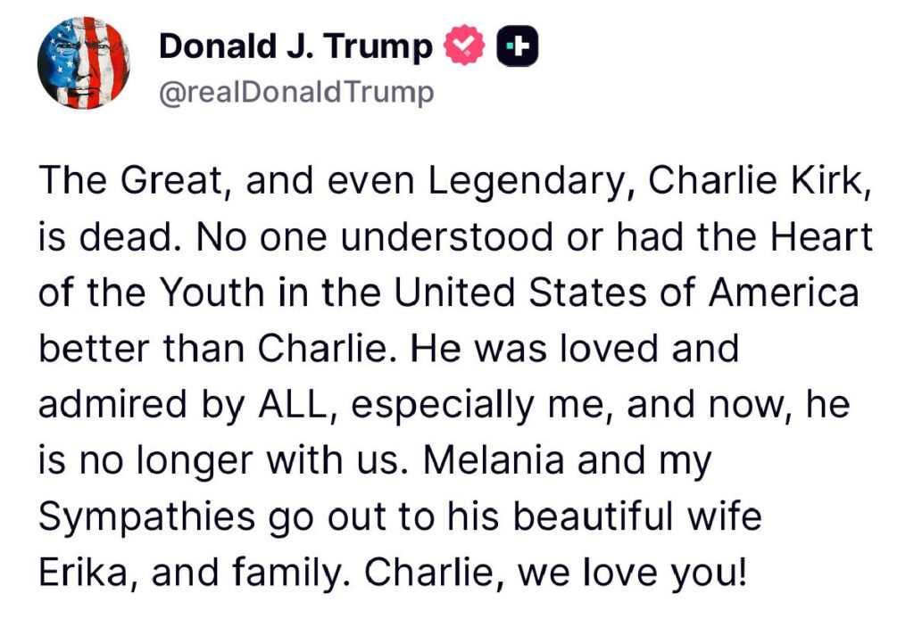 Charlie Kirk Shot and Killed at University of Utah; American President Mourns Loss