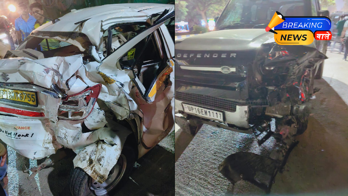 Noida Road Accident: Defender Car Rams into 5 Cars and 1 Bike; Driver Arrested