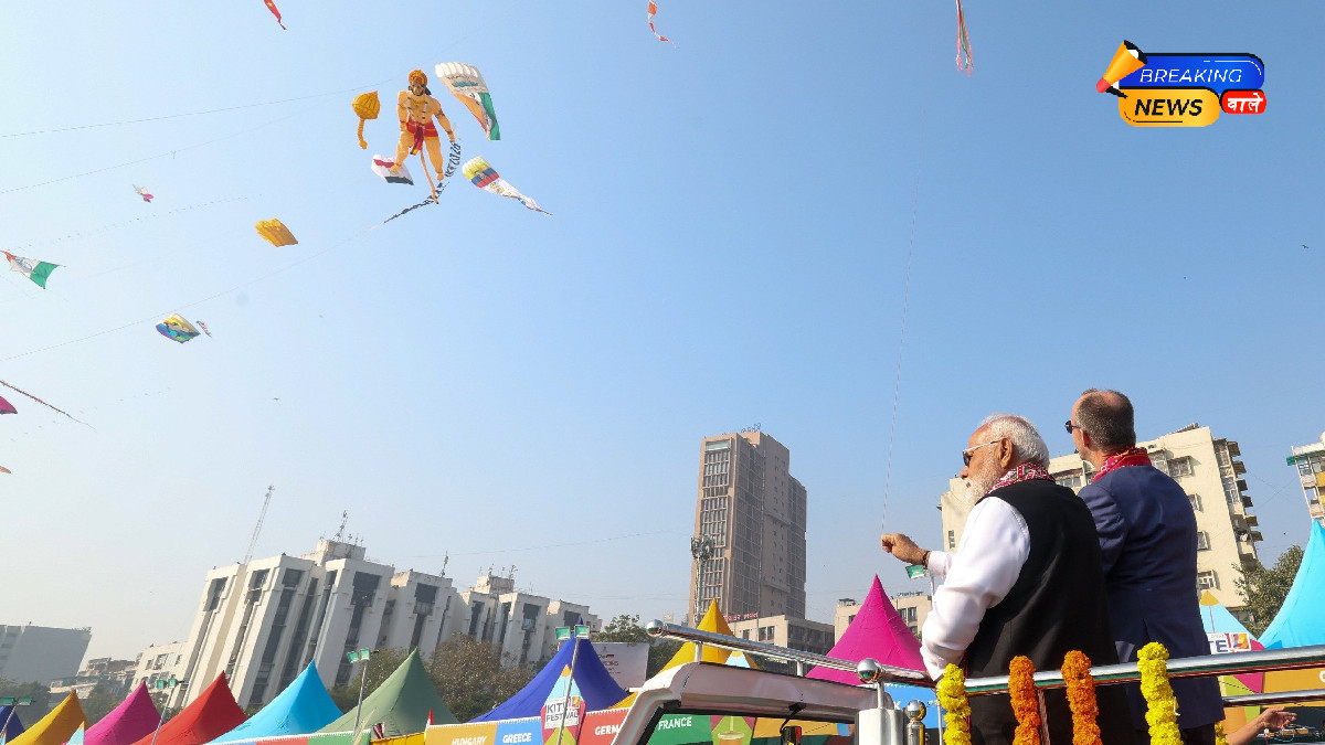 PM Modi, German Chancellor Friedrich Merz Attend International Kite Festival at Sabarmati Riverfront