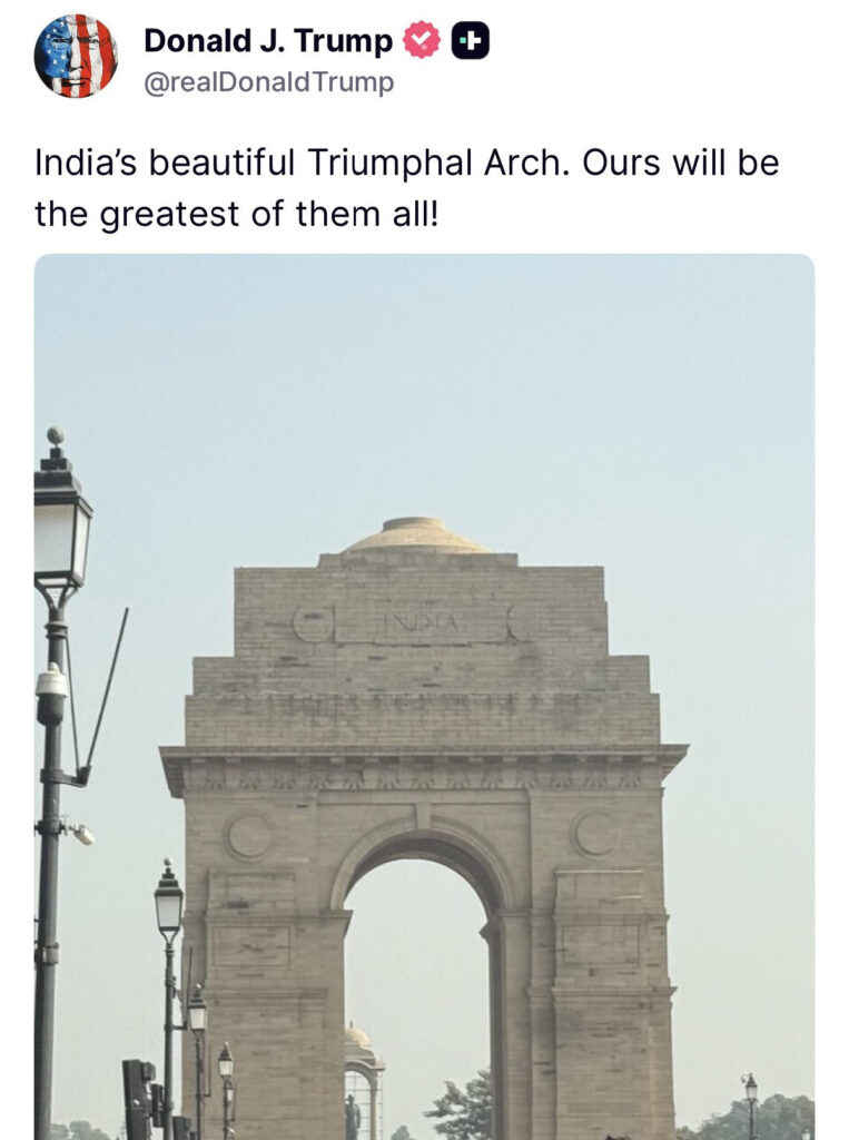 "India's Beautiful Triumphal Arch": Donald Trump Praises India Gate on Truth Social