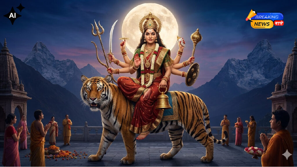 नवरात्रि तीसरा दिन: मां चंद्रघंटा (Image: Gemini)