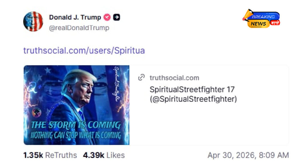 Donald Trump 'The Storm is Coming' (Image: TruthSocial/DonaldTrump)