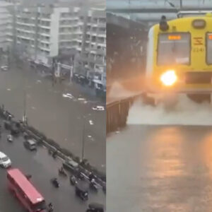 मुंबई में मूसलाधार बारिश से रेलवे ठप