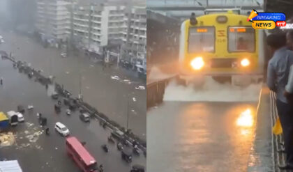 मुंबई में मूसलाधार बारिश से रेलवे ठप